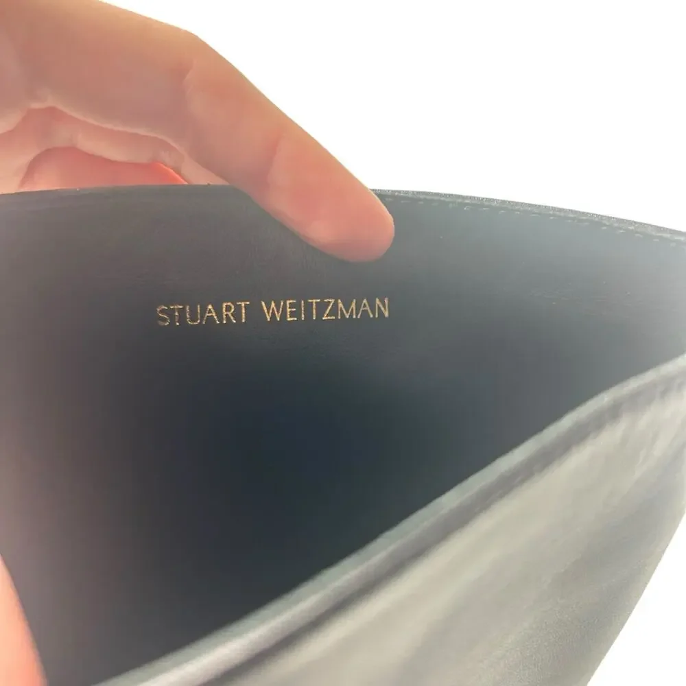 Stuart Weitzman Vita 100MM Leather Knee High Chunky Heel Boot Black Women 5.5B